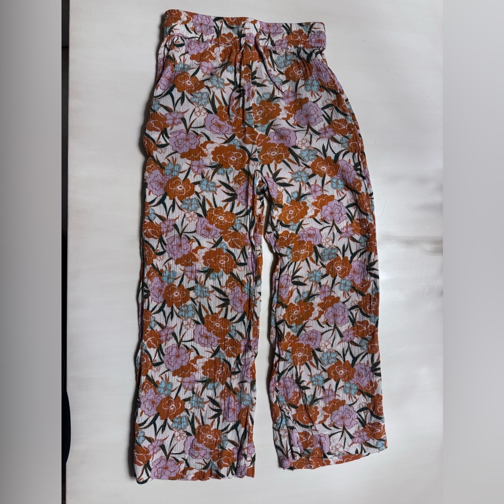 Floral Wide-Leg Pants with pockets